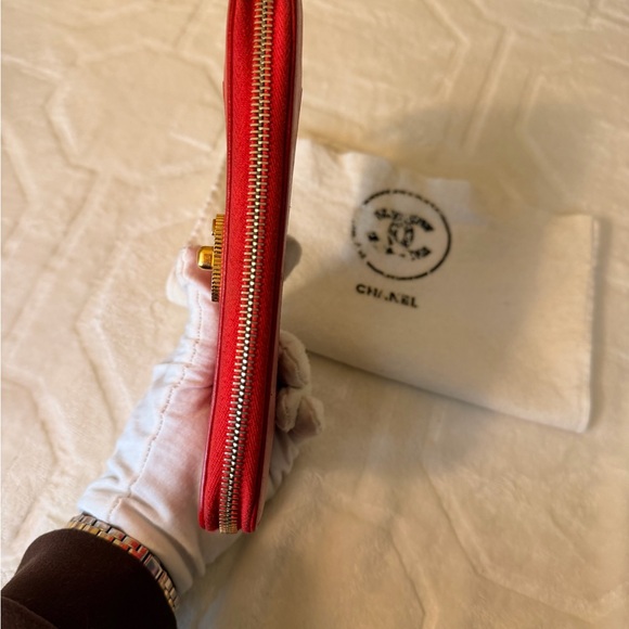 CHANEL Mademoiselle Coco Mark Zip Around Wallet in Red - Picture 5 of 16